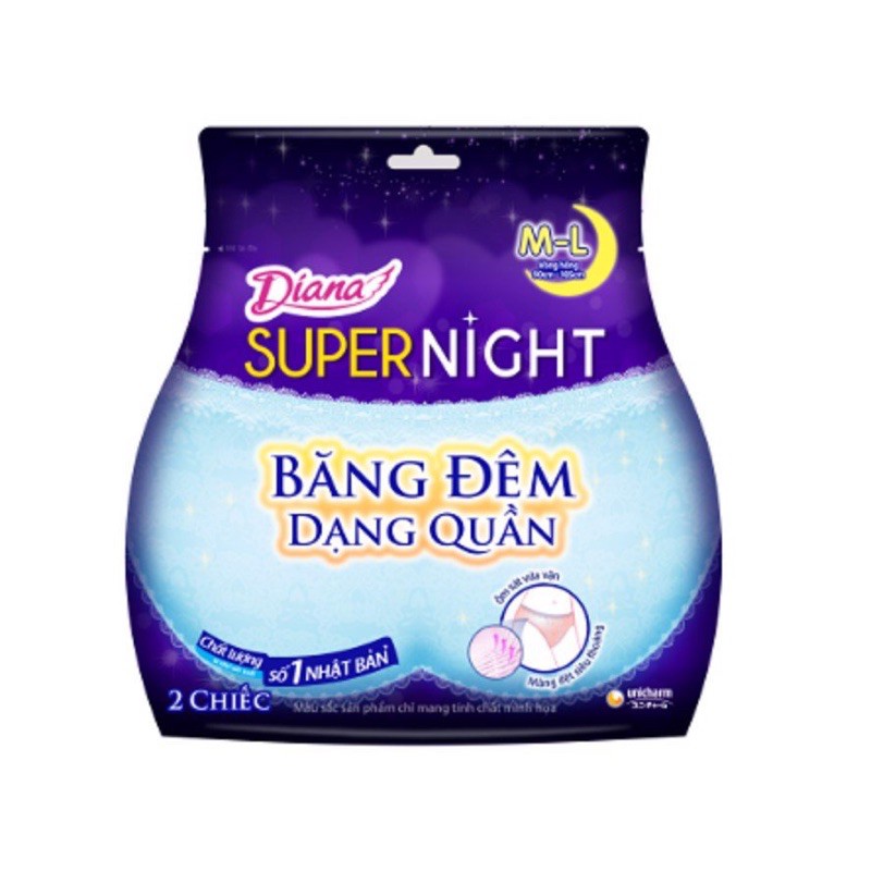 Băng Vệ Sinh Diana Super Night Ban Đêm Dạng Quần (Gói 2 Chiếc)