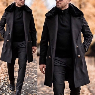Tops Autumn Trench coat Coat Windbreaker Warm Winter Outwear Peacoat Men Slim fit Single Breasted Lapel Overcoat