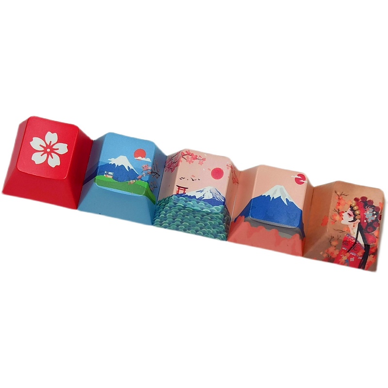 Set 5 Nút Bàn Phím Cơ PBT Hình Núi Tuyết Fuji