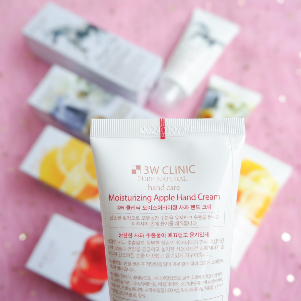 Kem dưỡng da tay 3w Clinic moisturize pure natural care 100ml mềm mại chính hãng Hàn Quốc NPP Shoptido