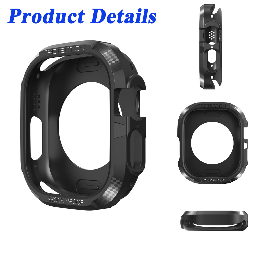 for Apple Watch 8 Ultra 49MM TPU Case Carbon Fiber Drop-resistant Protective Cover Hollow Frame Bumper for Iwatch Series Ultra