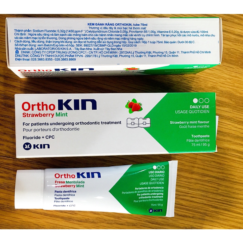 Kem đánh răng cho răng chỉnh nha, răng niềng Ortho Kin 75ml/ Tây Ban Nha