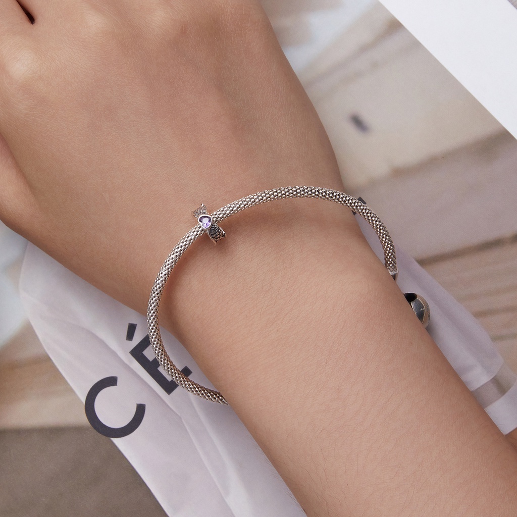 BAMOER Mặt Vòng cổ Bạc 925 Hình Hoa Sen Phong Cách Cổ Điển DIY