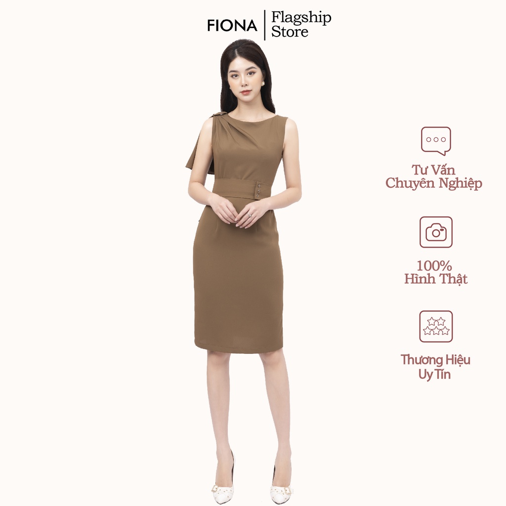 Đầm thiết kế công sở FIONA, Đầm nữ dáng ôm nơ lệch vai thanh lịch F451029