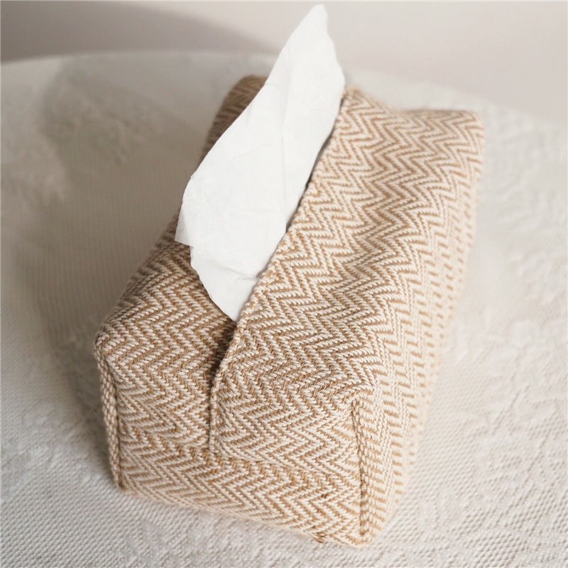 Hộp đựng khăn giấy bằng vải lanh cotton phong cách Nhật Bản đơn giản