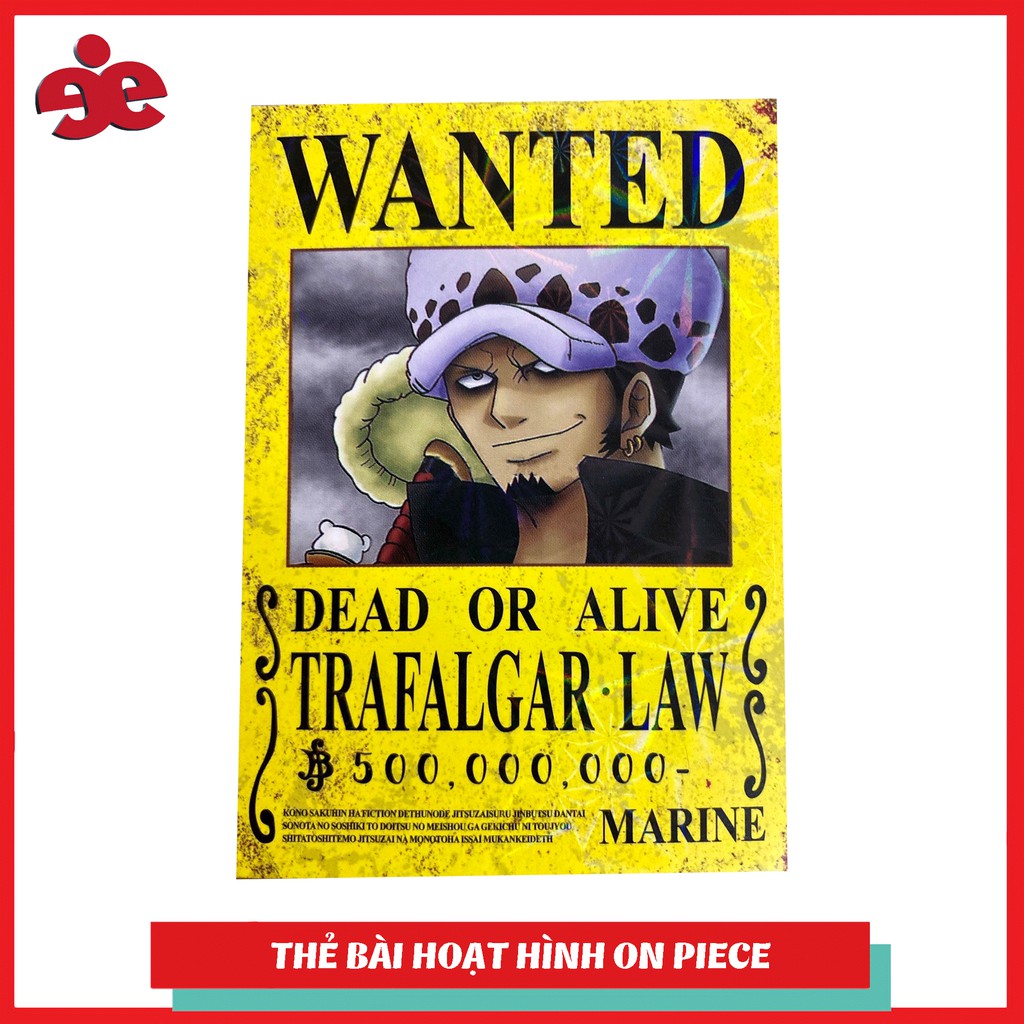Thẻ bài One Piece phản quang 7 màu nhân vật TRAFALGAR .LAW hot 2021