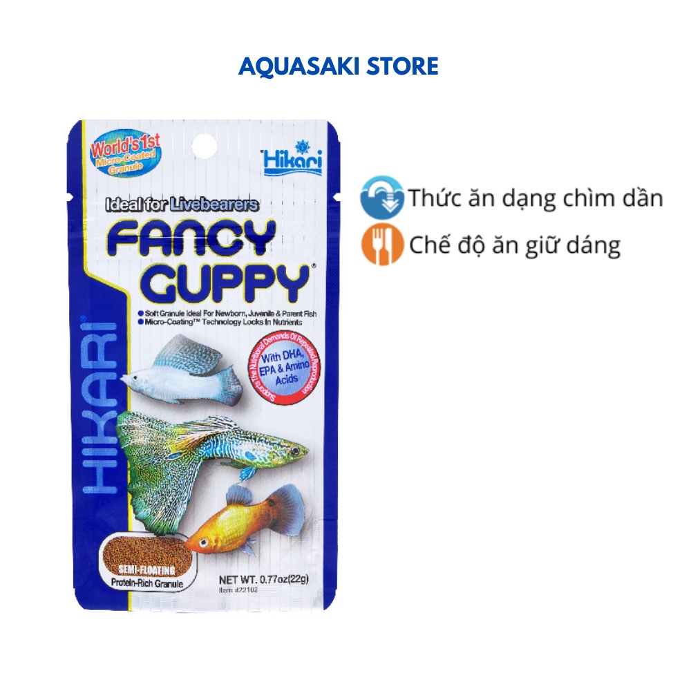 Thức ăn cho cá 7 màu, guppy, molly HIKARI TROPICAL FANCY GUPPY 22g
