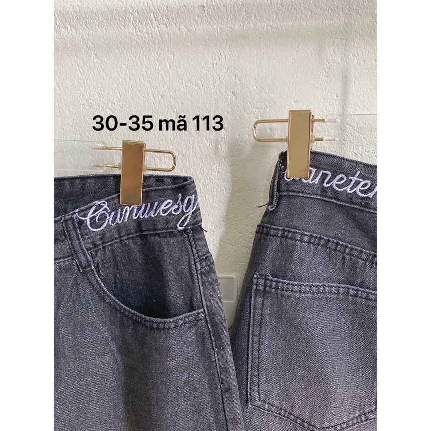 Quẩn baggy jean nữ ống rộng kiểu quần baggy bò suông thêu chữ hàng VNXK MS113 thời trang bigsize 2KJean