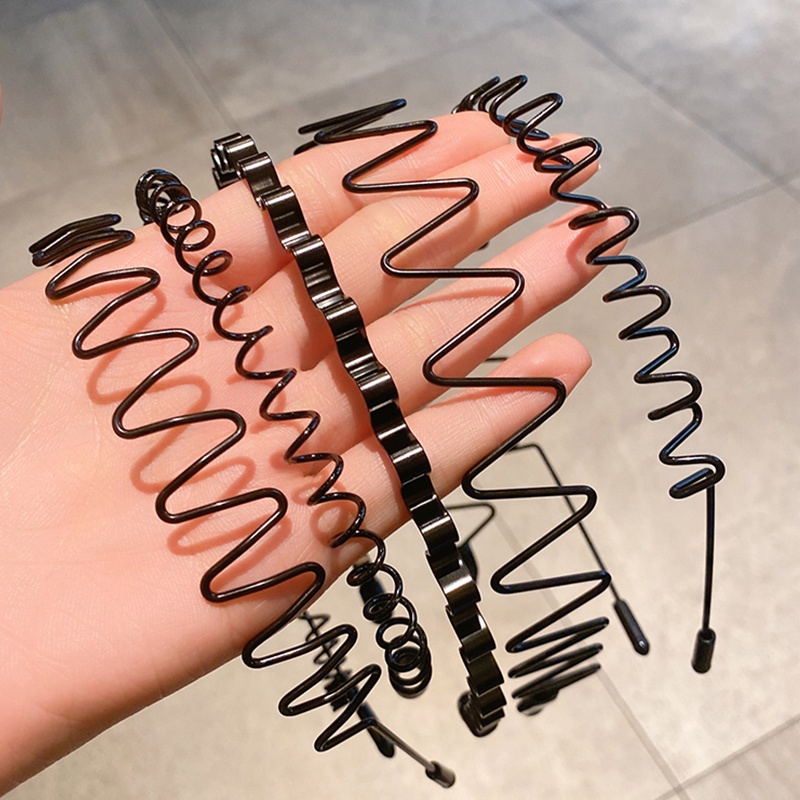 Băng Đô Dạng Xoắn Ốc Màu Đen Đơn Giản Chống Trượt Thời Trang Unisex