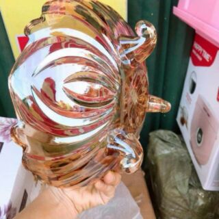 Khay Thủy Tinh 3 Chân Vàng