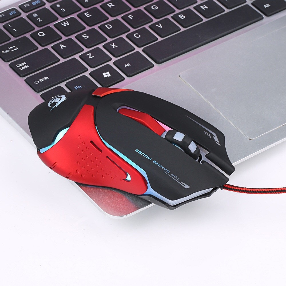 Chuột game thủ chuột có dây HXSJ A903 thiết kế độc lạ led đổi màu 3200DIP, dây USB bọc dù siêu bền chuyên dùng chơi game