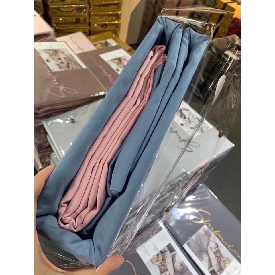 [HÀNG NHẬP KHẨU]Bộ chăn ga gối Lụa Sumoi tencel 60s phối màu_HÀNG NHẬP KHẨU CAO CẤP_Miễn phí bo chun theo kích thước nệm