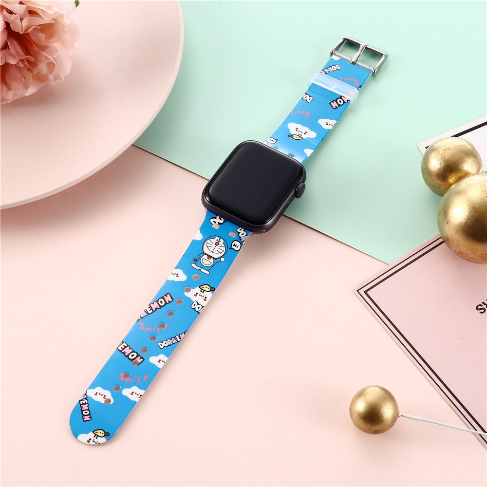 Dây Đeo Đồng Hồ Họa Tiết Hoạt Hình Doraemon Cho iWatch Series 8 7 SE 6 5 4 3 2 1 Correa 38 40 41 42 44 45mm