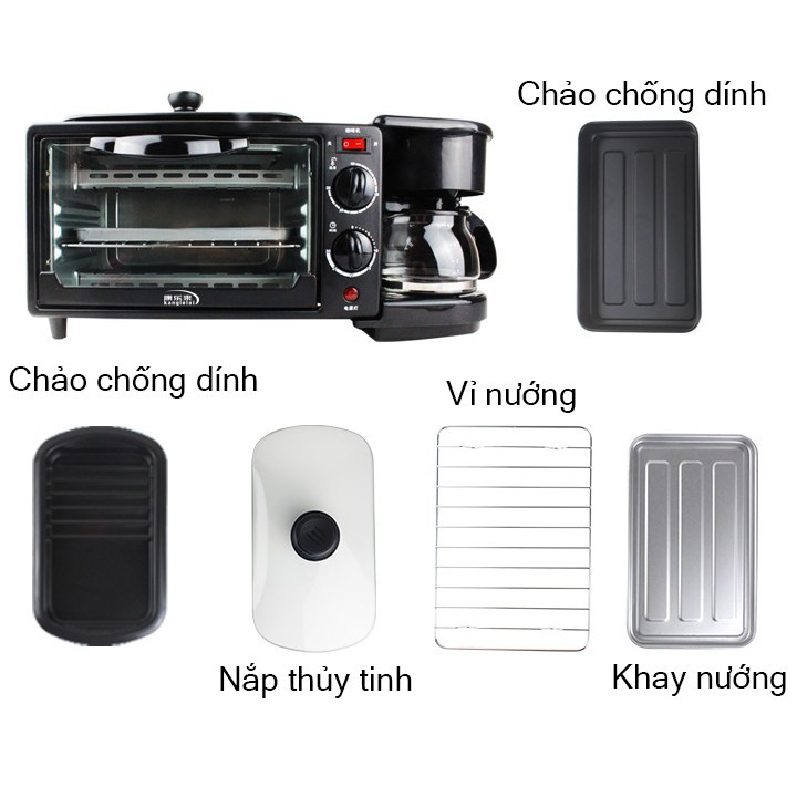 LÒ NƯỚNG KIÊM MÁY PHA CÀ PHÊ 3 CHỨC NĂNG ( tặng kèm set 3 thìa)