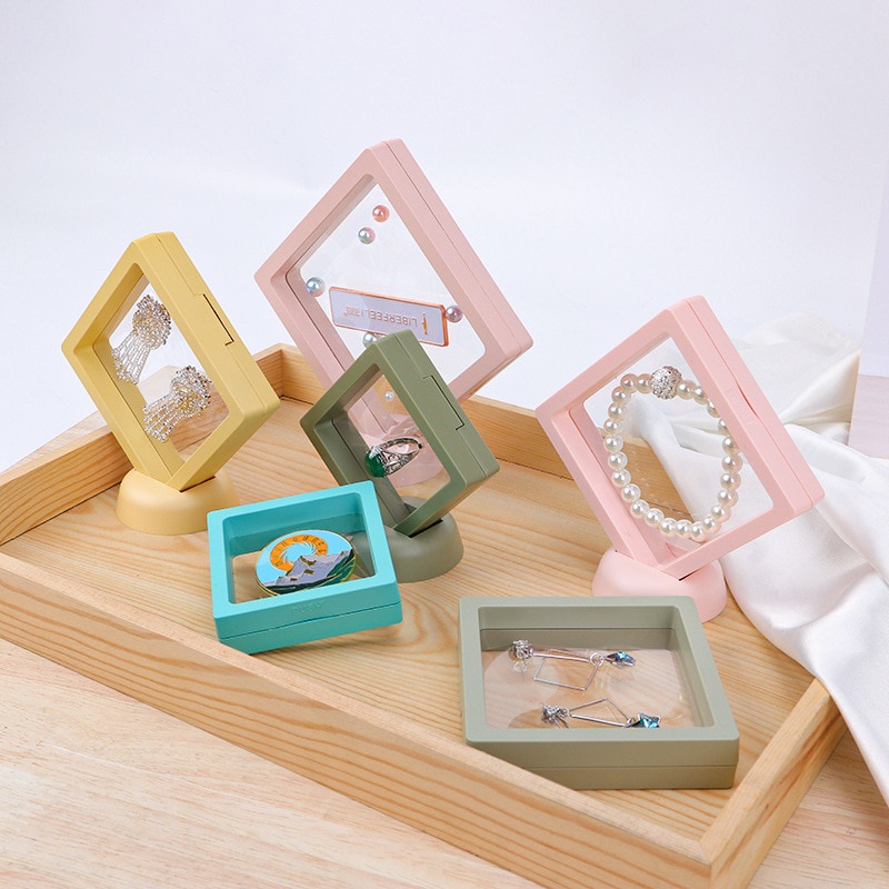 Hộp đựng trưng bày nổi 3D có giá đỡ cho trang sức nhẫn vòng tay vòng cổ mặt phụ kiện