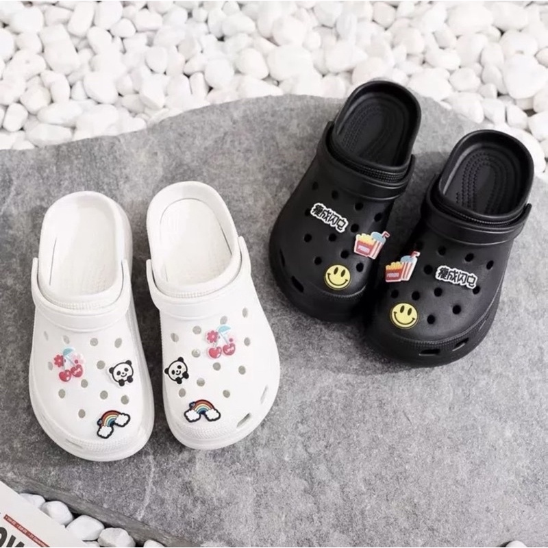 Dép sục nữ đế độn 6cm tặng kèm 6 sticker siêu cute - Dép crosc nữ siêu nhẹ đi mưa đi biển SL028