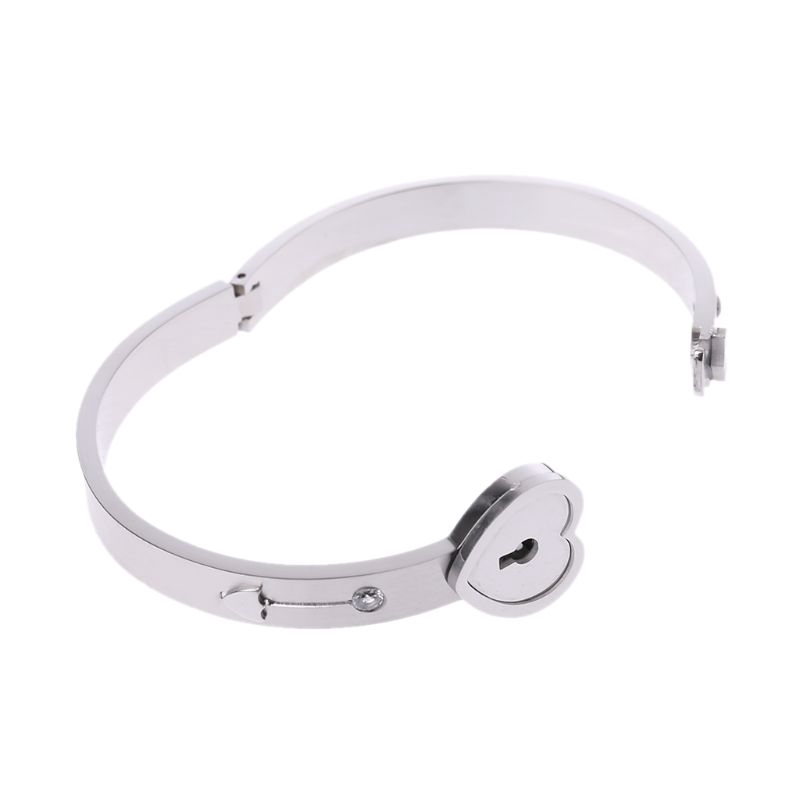 Set vòng tay và dây chuyền bằng thép titan mặt hình chìa khóa và ổ khóa