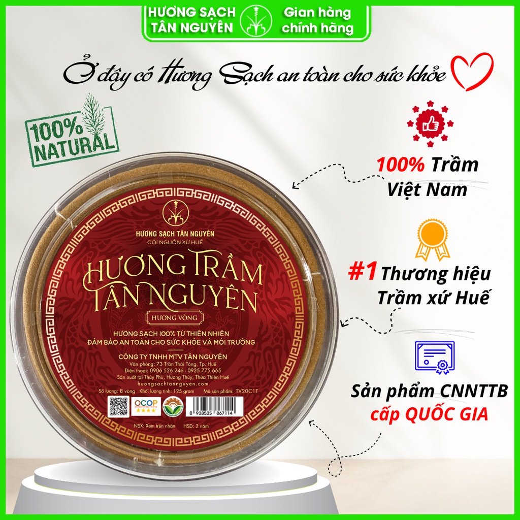 Hương vòng Tân Nguyên, nhang khoanh trầm hương, nhang trầm vòng, hàng cao cấp loại 1 cháy 11h