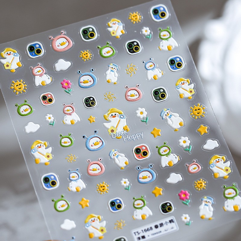 Miếng Dán Trang Trí Móng Tay Họa Tiết Chú Vịt Nổi 5D Trong Suốt TS-1668