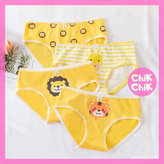 Set 4 quần chip bé gái, quần lót bé gái cotton họa tiết xinh xắn K04