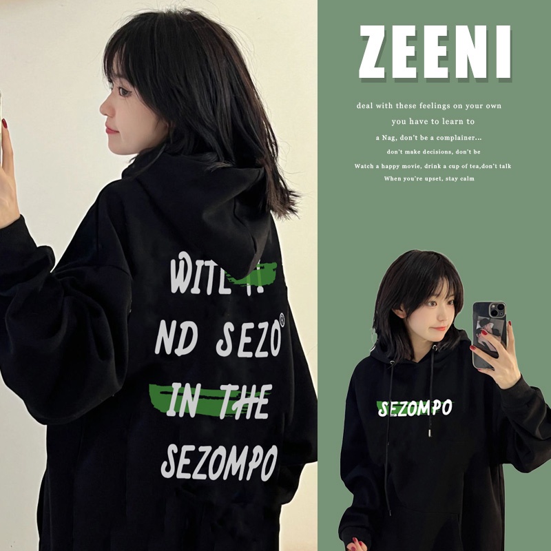 Áo hoodie SELVZE tay dài chất liệu cotton in họa tiết phong cách cổ điển Mỹ thời trang cho nữ