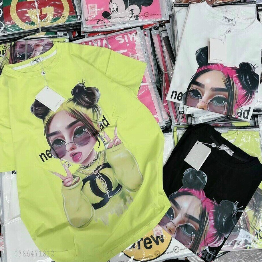 Áo thun tay lỡ cô gái đeo kính DAISY BELLE năng động, sành điệu, thoải mái DS001