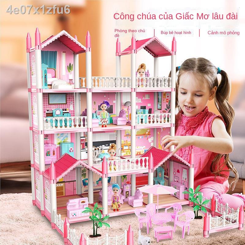▨Đồ chơi trẻ em nhà cô gái công chúa 34 tuổi biệt thự lâu đài ngôi quà tặng sinh nhật câu đố búp bê Barbie