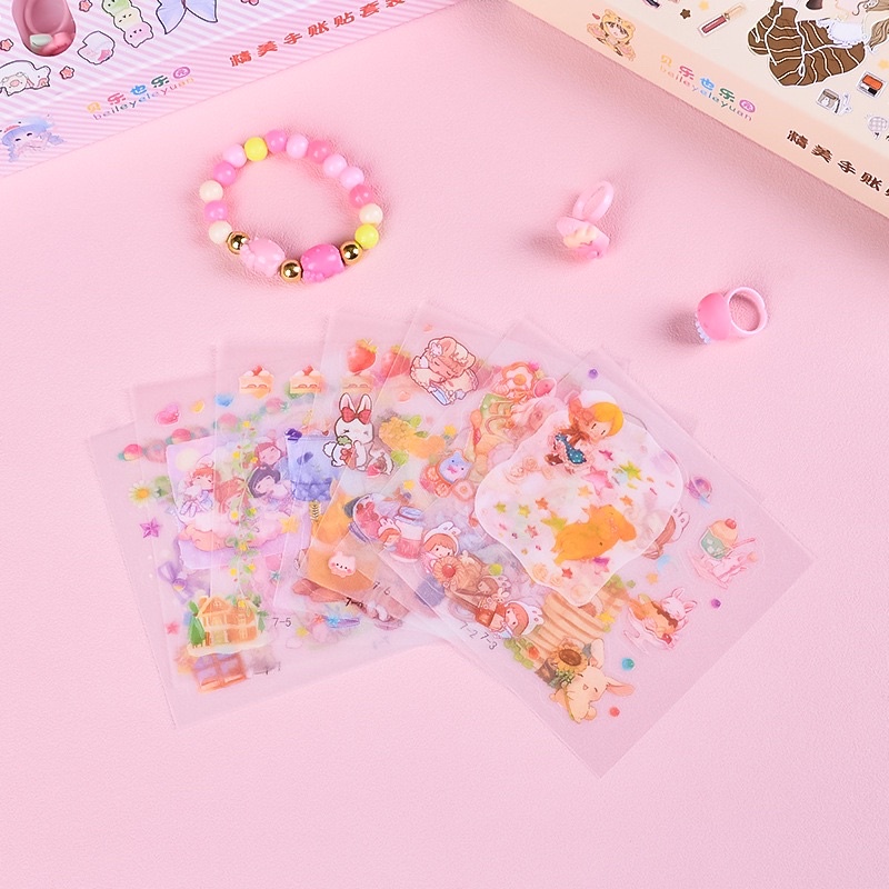 Hộp hình dán sticker kèm trang sức  nhẫn vaf và  vòng  tay đồ chơi cho bé