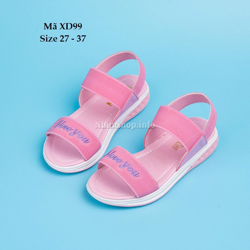 Sandal Bé Gái 3 - 12 Tuổi Quai Thun Co Giãn XD99 (Có ảnh thực tế)