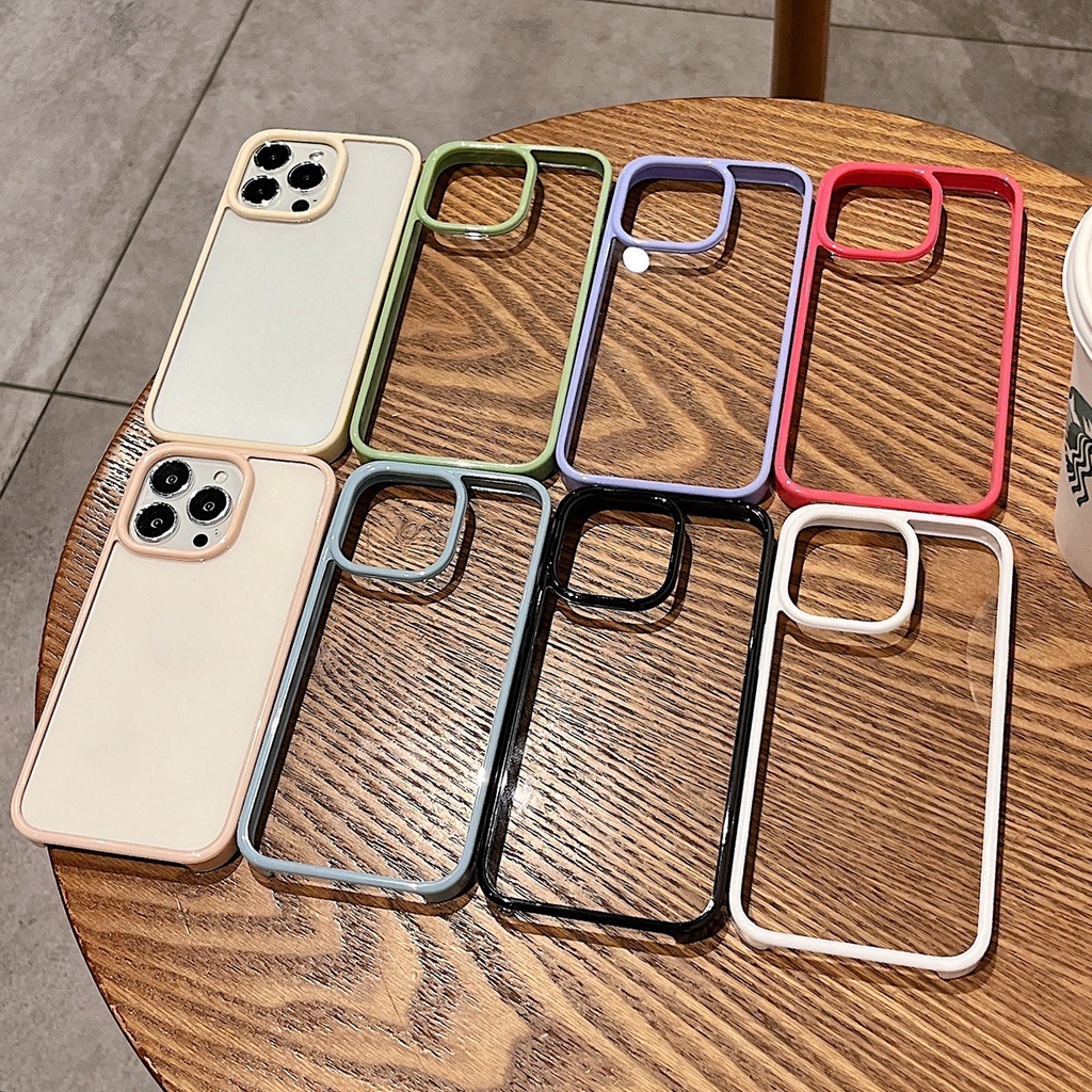 Ốp điện thoại silicon trong suốt viền vuông màu kẹo thích hợp cho iPhone 7+ 8 Plus SE 2020 X XS MAX XR 11 Pro