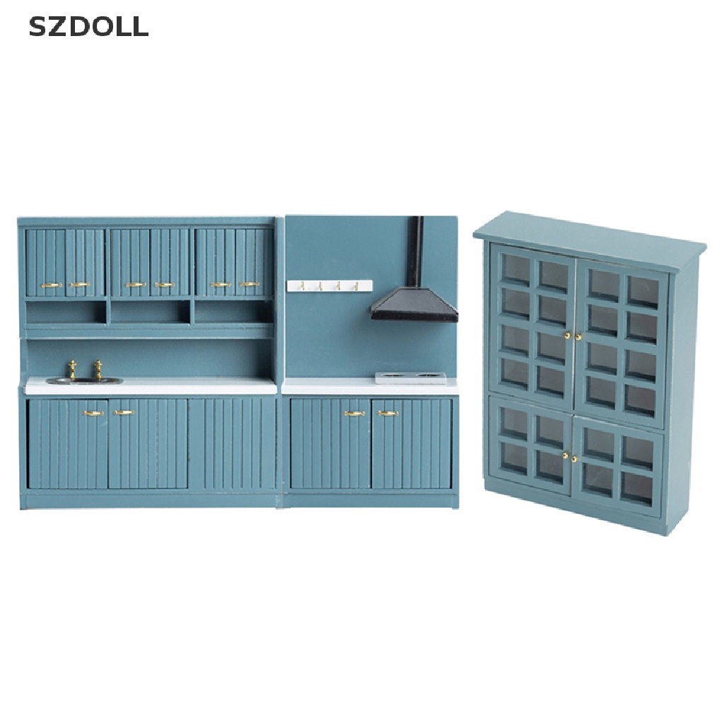 Mô hình tủ bếp nội thất bàn ăn mini dành cho nhà búp bê tỉ lệ 1:12