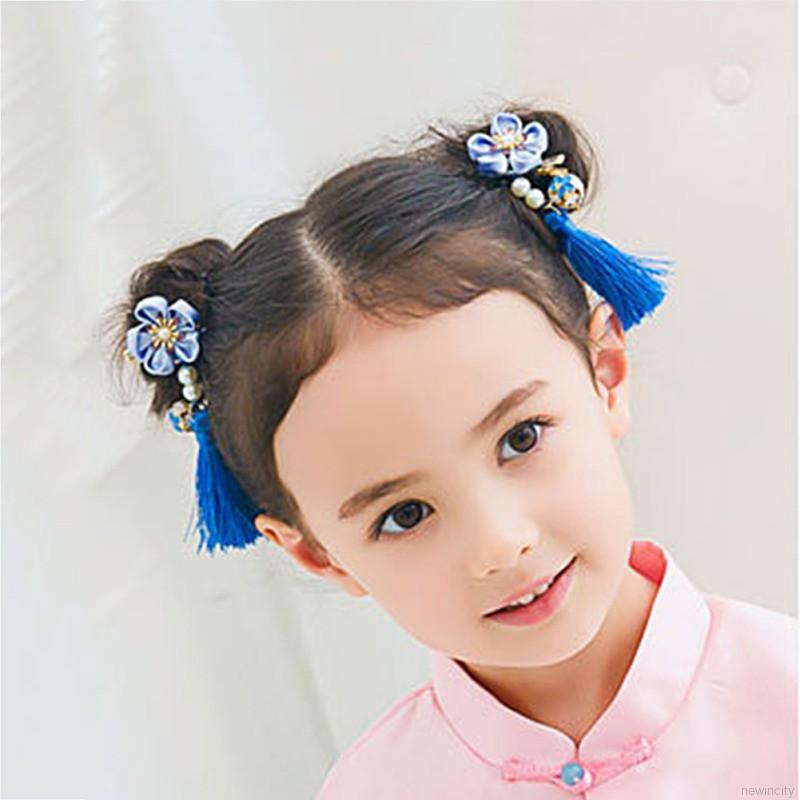 Kẹp tóc vải đính hoa nhiều màu sắc xinh xắn cho bé gái