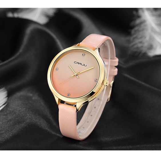CRRJU Ladies Watch Fashion Đơn giản bằng da không thấm nước 2120L