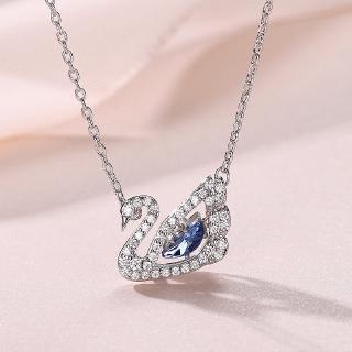 {Hàng Có Sẵn} Dây Chuyền May Mắn Hai Lớp Mặt Hình Thiên Nga Trái Tim Màu Xanh Dương Swarovski Kiểu Mới 2020 Thích Hợp Làm Quà Tặng