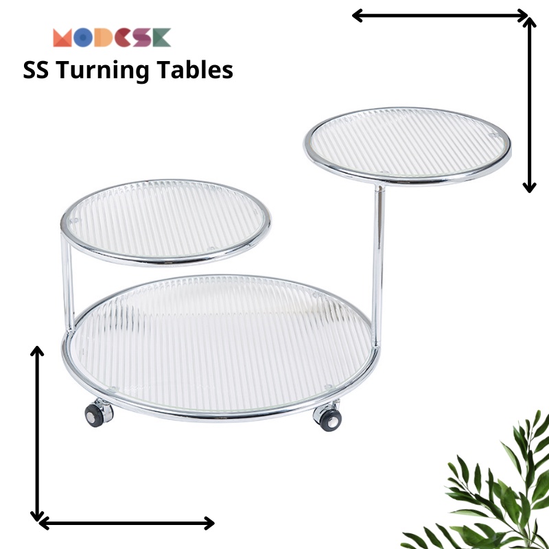 Bàn sofa - trà MODESK SS Turning Tables Khung inox 304 - Kính cường lực [phòng khách - quán cafe]