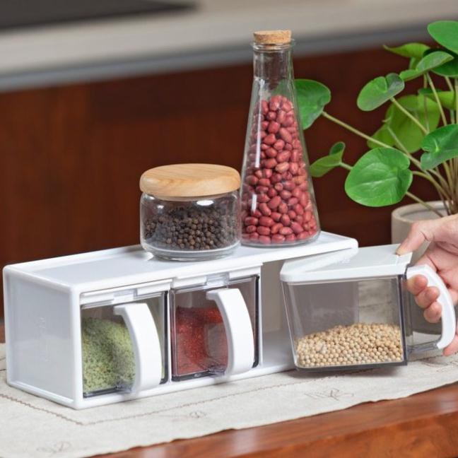 Hộp Gia Vị YoKo Nhật Bản - Nhưa Cao Cấp Chắc Chắn Sang Trọng, Gọn Gàng, Kín, Dễ Lau Chùi