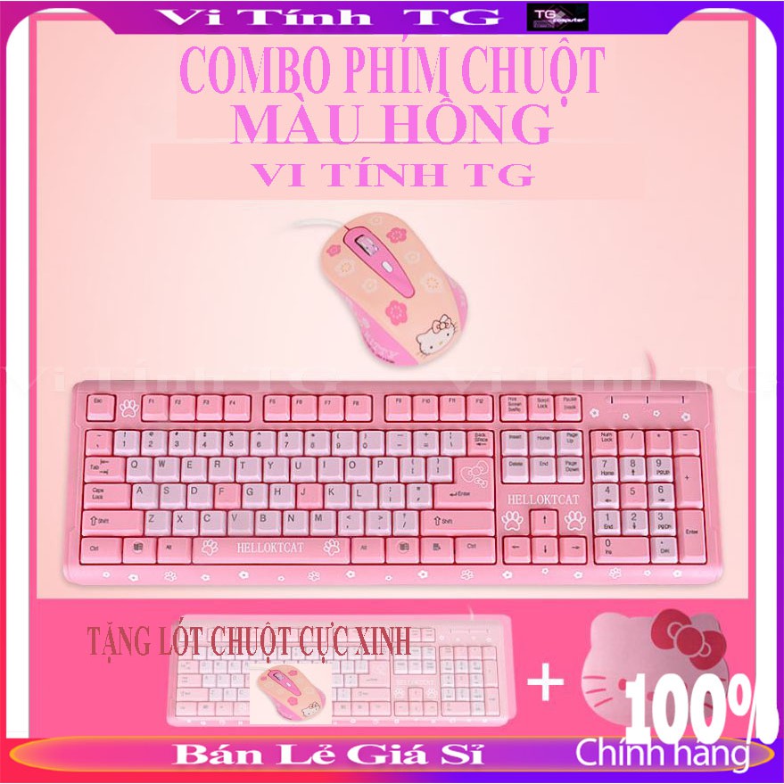 [GIÁ SỈ] Combo Bàn phím và chuột màu hồng cực đáng yêu - Bộ BÀN PHÍM CHUỘT HELLO KITTY