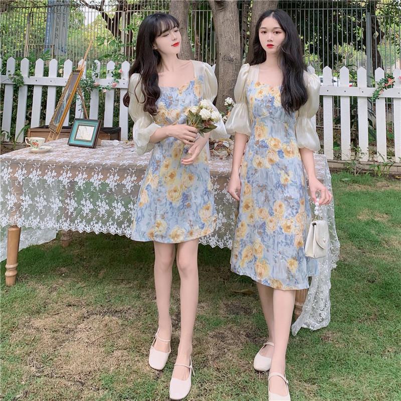 Đầm Hoa Ngắn Tay Thời Trang Mùa Hè Dành Cho Nữ 2022