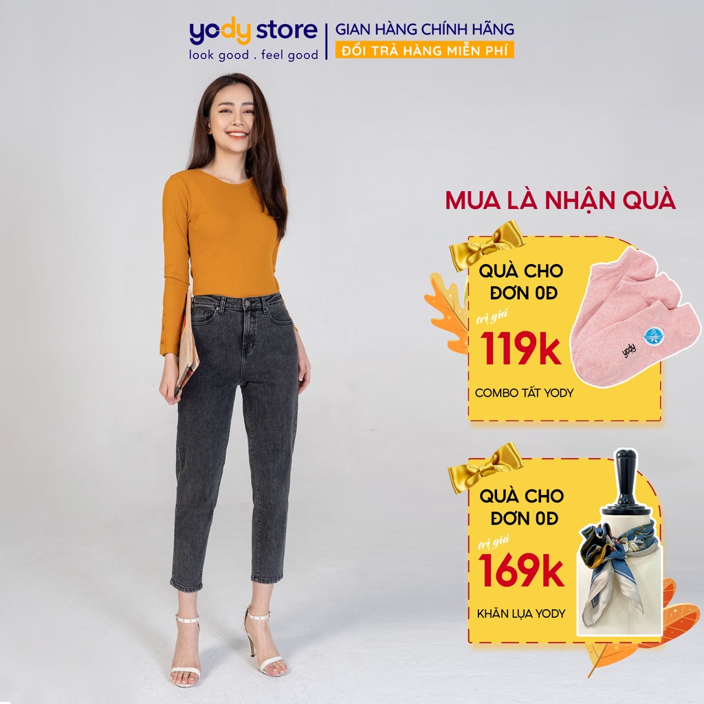 Quần jean nữ baggy đen khói Yody cao cấp trẻ trung năng động - QJN3126