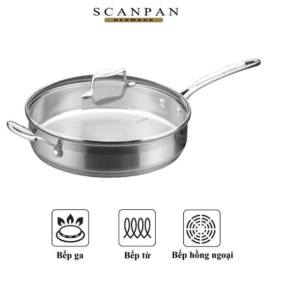Chảo inox Scanpan Impact dùng bếp từ 28cm, đúc đáy 3 lớp, an toàn với máy rửa bát - 71102800