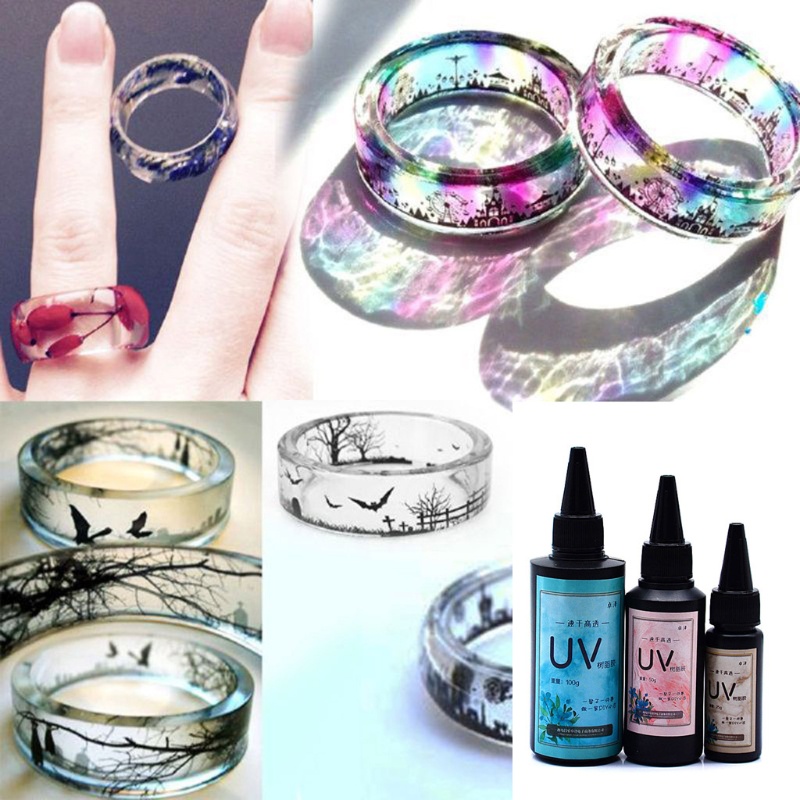 Chai keo resin UV cứng trong suốt tiện dụng làm trang sức phụ kiện DIY
