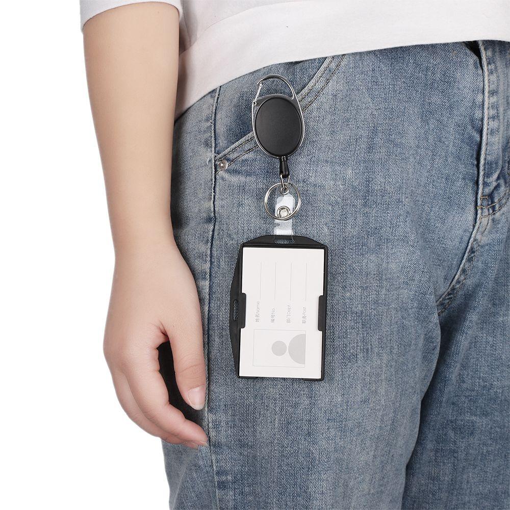 MIHAN1 Bao Đựng Thẻ Tên Bằng Nhựa Cứng Có Thể Thu Gọn