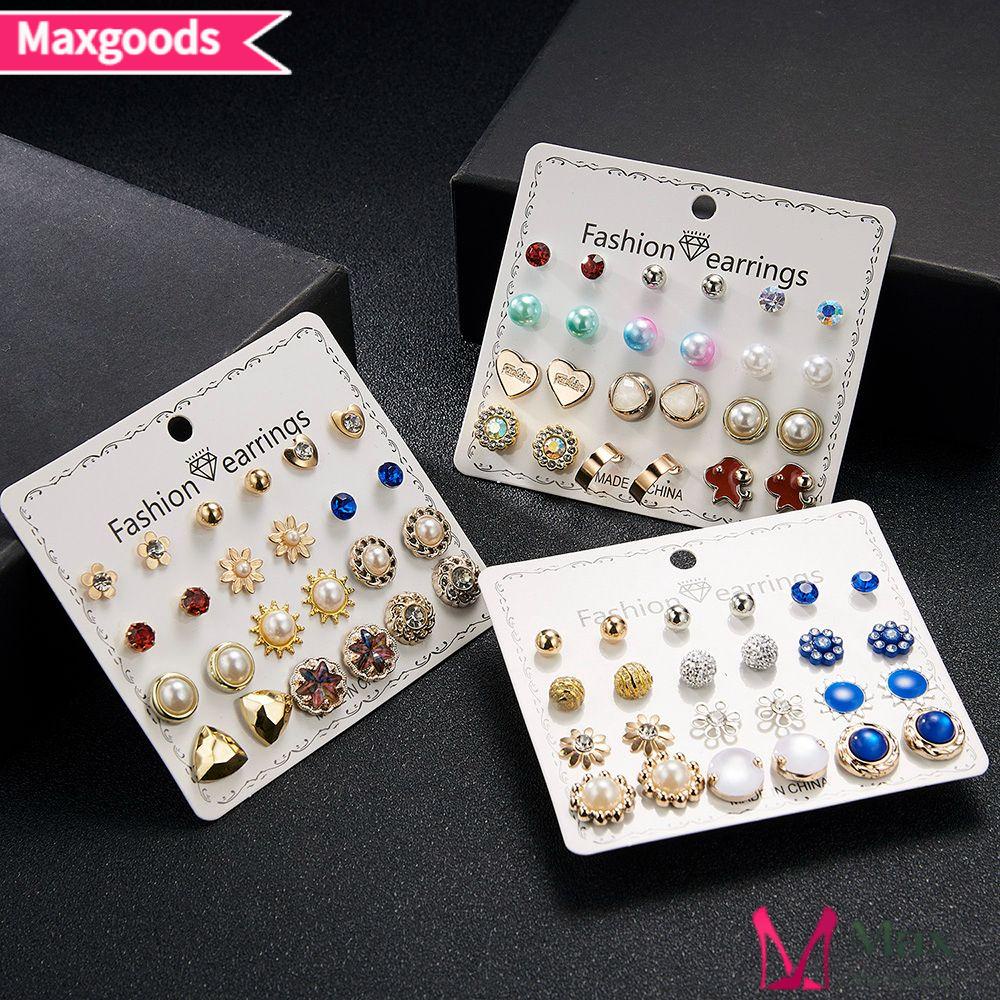 Set 12 Đôi Khuyên Tai Hình Học Thời Trang|Trang Sức Xỏ Khuyên