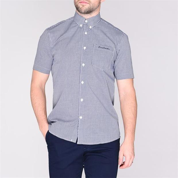 [ Size M ] Áo Sơ Mi Nam Ngắn Tay Pierre Cardin Nvy Wht Gingham | BigBuy360 - bigbuy360.vn