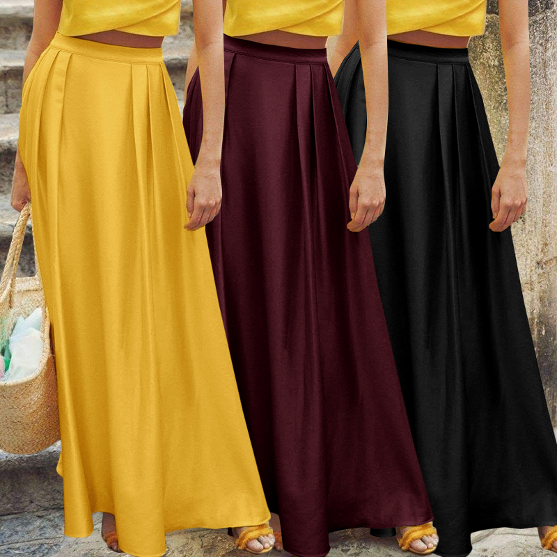 Chân Váy Celmia Dáng Dài Lưng Cao Phối Xếp Ly Thời Trang Cho Nữ | BigBuy360 - bigbuy360.vn