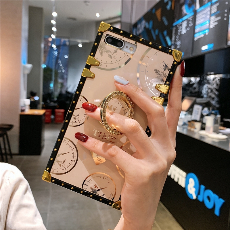 Ốp Điện Thoại Hình Vuông Họa Tiết Đồng Hồ Sang Trọng Cho Samsung S22 Ultra S21 FE S20 S10 5G S9 S8 Note20 note10 note9 note8