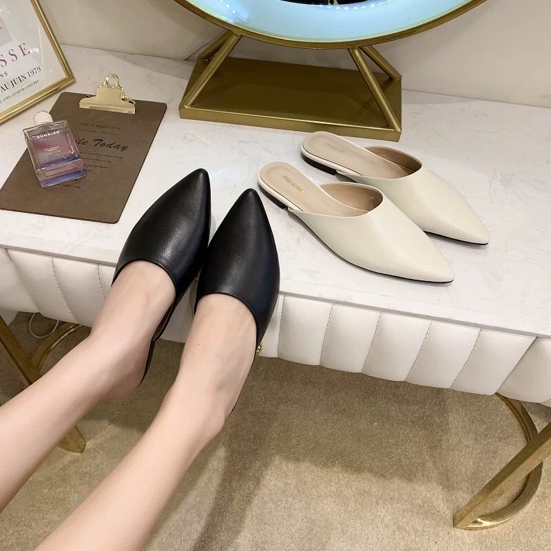 Dép sục nữ mũi nhọn da mềm gót 2f cực xinh