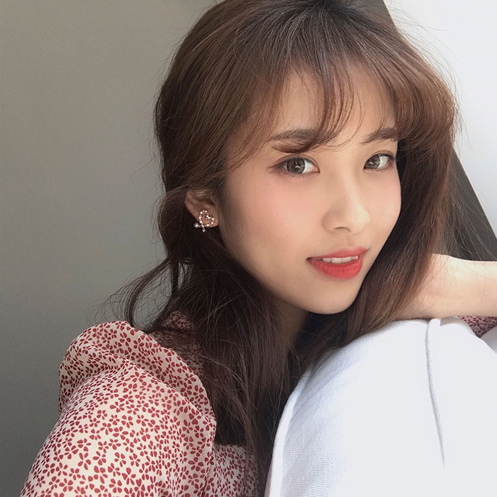 Hoa Tai Hình Trái Tim Đính Đá Lấp Lánh Phong Cách Hàn Quốc