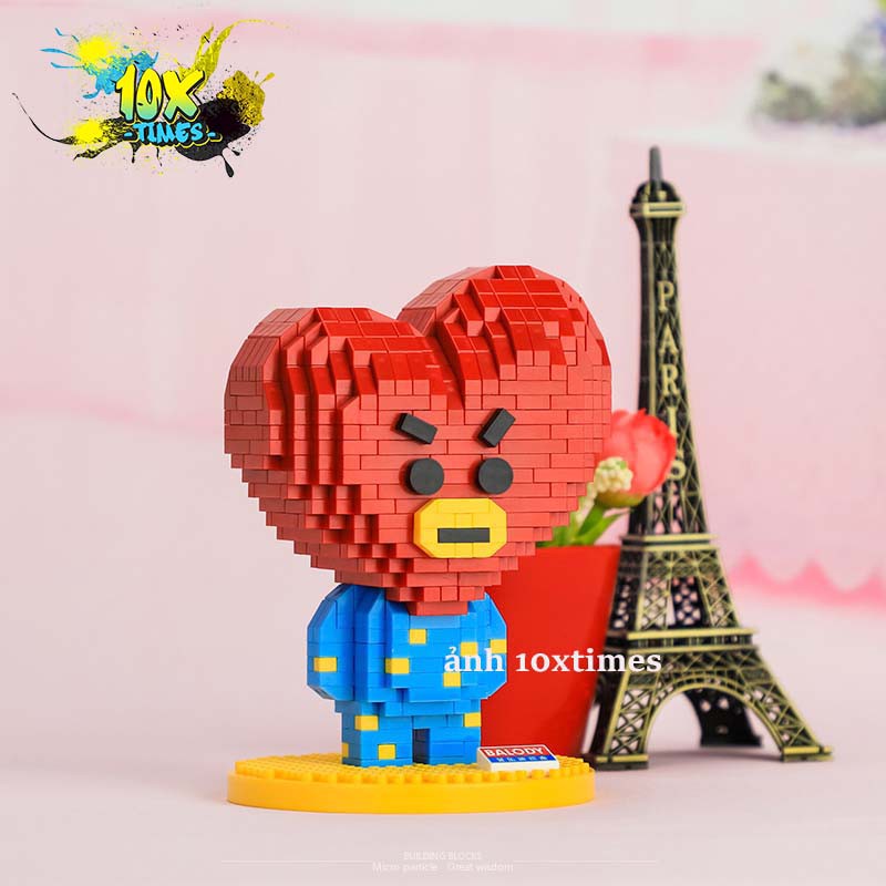 (size 15cm) Lego 3d BTS BT21 hoạt hình chibi cooky tata koya lắp ráp gấu thỏ dễ thương, quà tặng bạn trai bạn gái