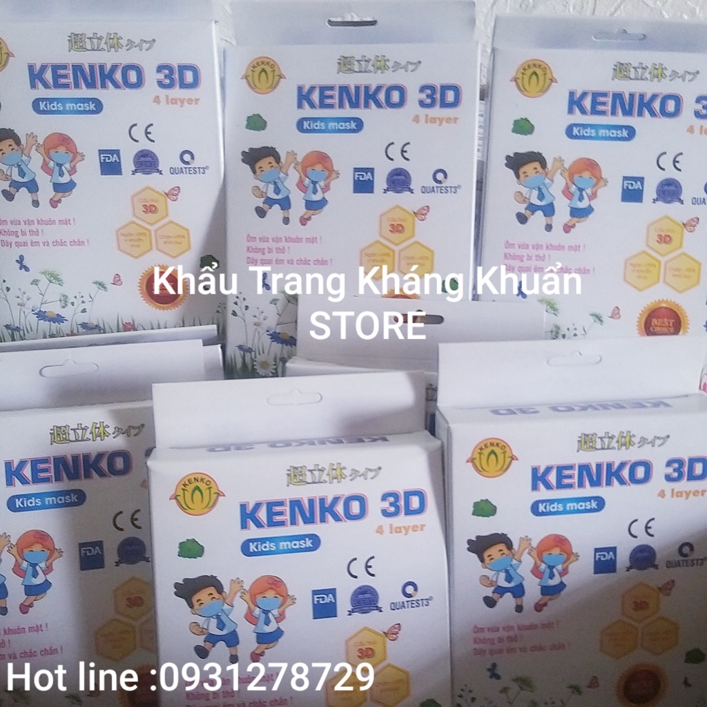 Khẩu Trang 3D Trẻ Em - Khẩu Trang Ôm sát Mũi, cho bé từ 3 đến 6 tuổi đạt tiêu chuẩn CE, FDA, Quatest 3, Hộp 10 cái